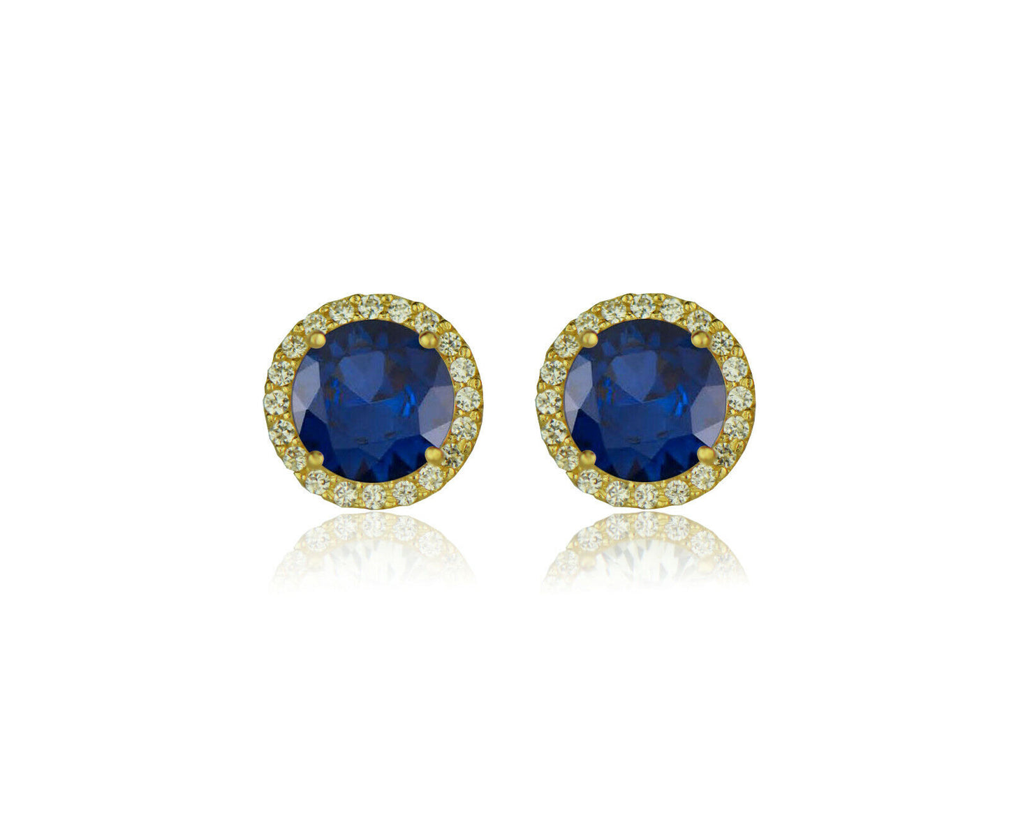 14K Yellow Gold 10mm Round Halo CZ Stud Push Back Earrings