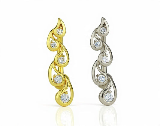 14k Yellow or White Gold Vertical Drop Top Down Belly Botton Ring
