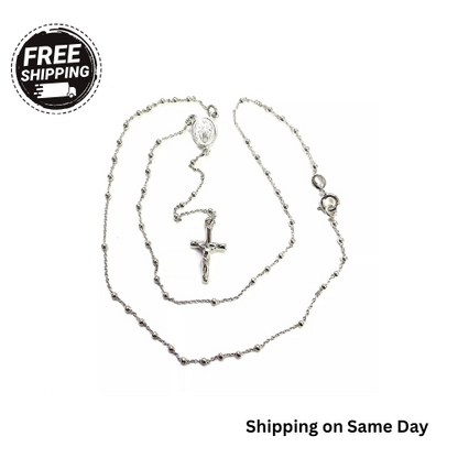 925 STERLING SILVER ITALIAN ROSARY 2mm 18"