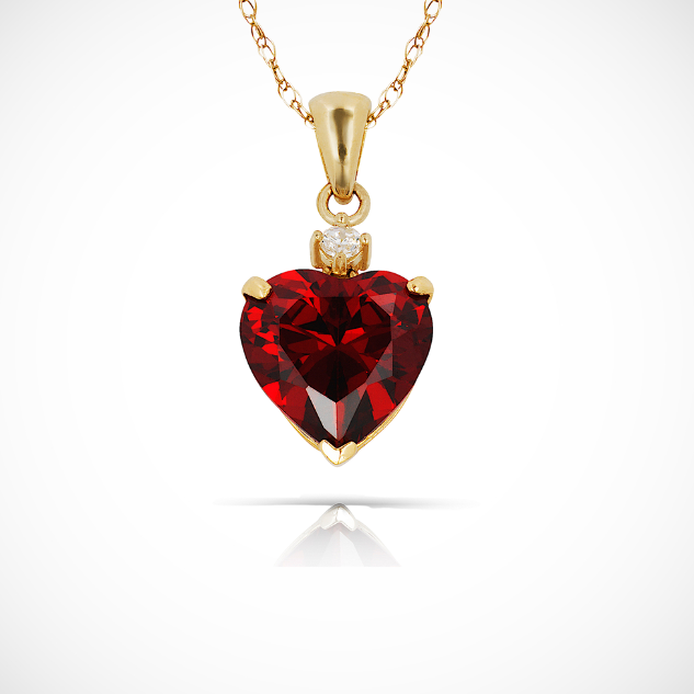 14K Yellow Gold Classic Heart Shaped Simulated CZ Pendant for Women