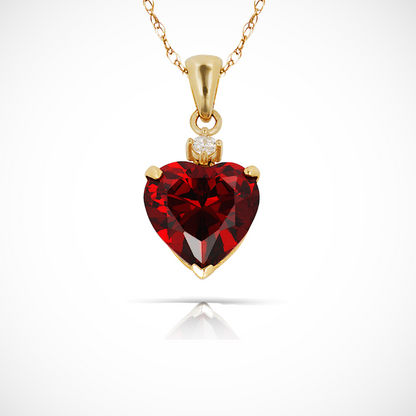 14K Yellow Gold Classic Heart Shaped Simulated CZ Pendant for Women