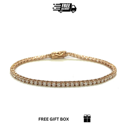 14K Rose Gold Round Lab Grown Diamond Tennis Bracelet  7 Inches