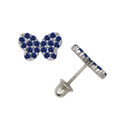 14k Yellow or White Gold Butterfly CZ Stud Earrings