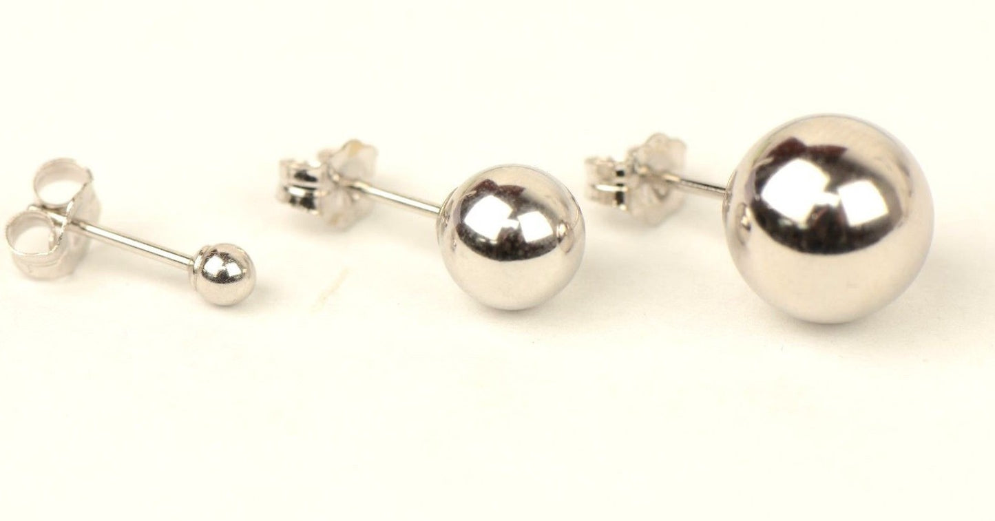 925-Sterling-Silver-Round Ball Stud Earrings High Polished