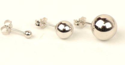925-Sterling-Silver-Round Ball Stud Earrings High Polished