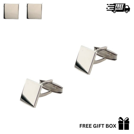 925 Sterling Silver Italy Square Cufflinks