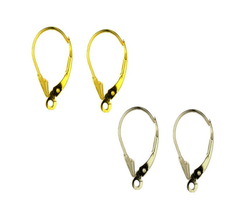 14k Yellow or White Gold Fleur De Lis LeverBack Earring Findings by Pairs!!