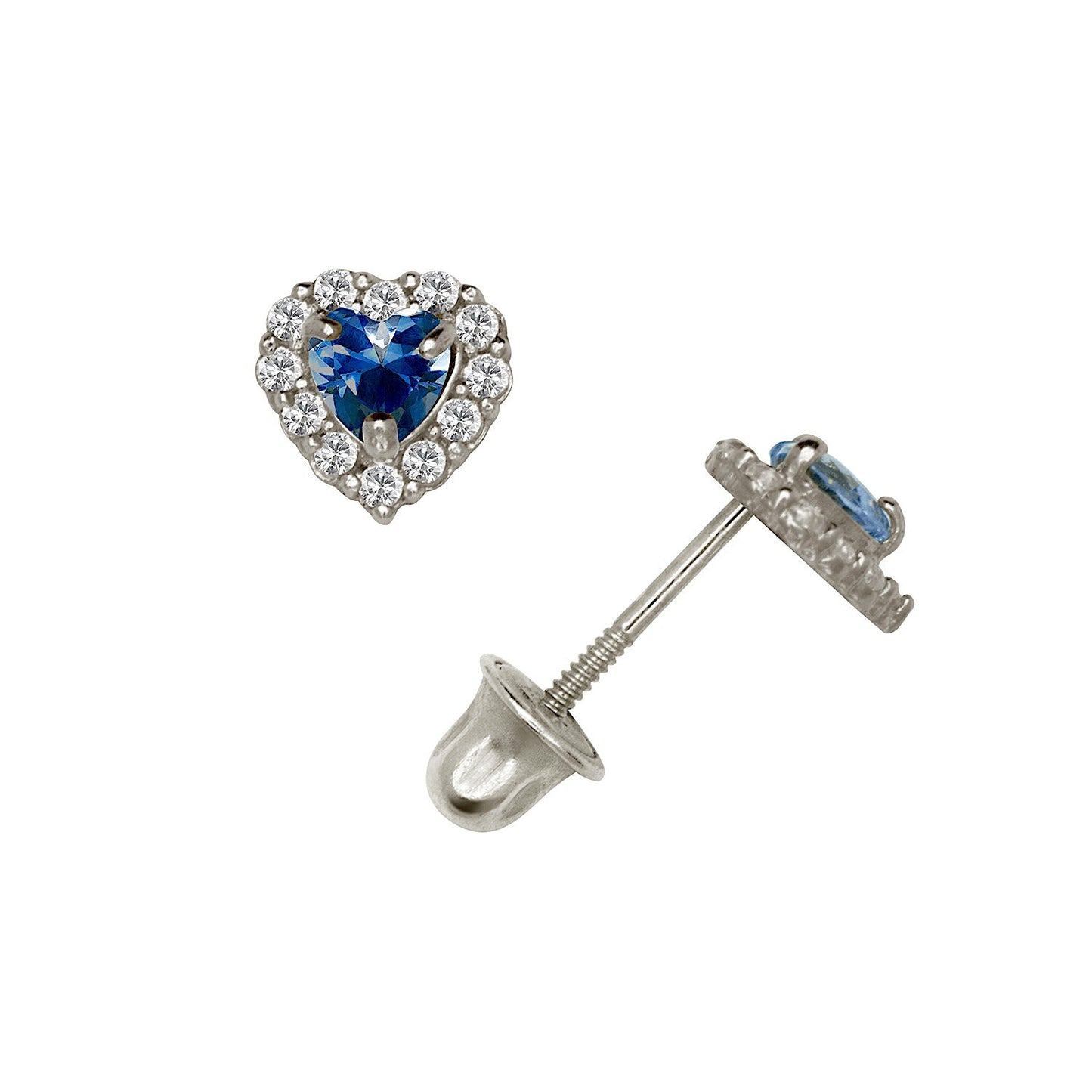 14K Yellow & White Gold Small Gorgeous CZ Heart Shaped Stud Earrings for Women