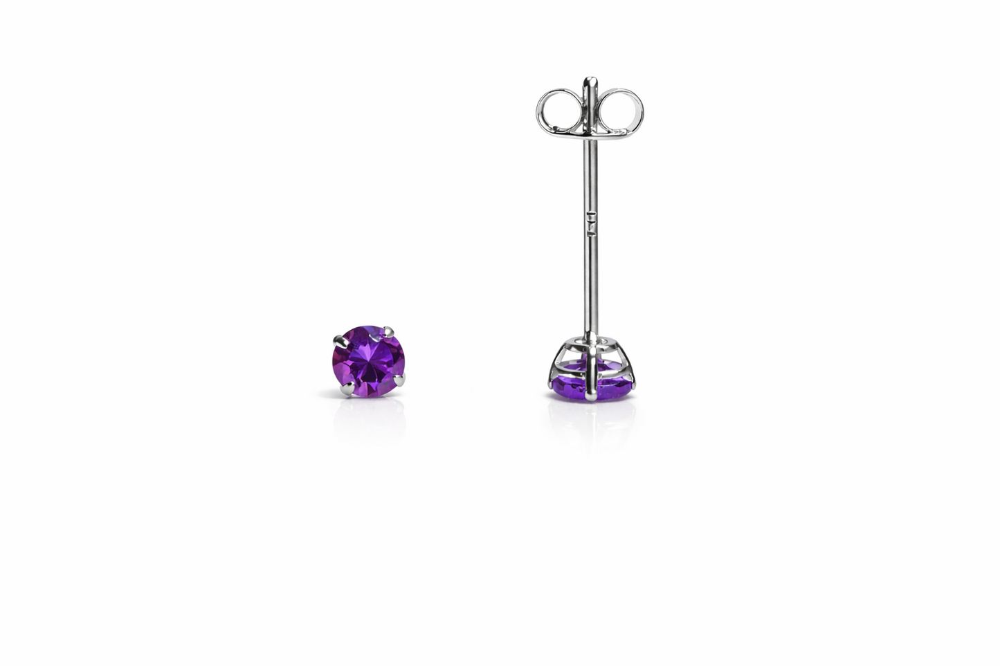 14K White Gold 3mm Round Birthstone Stud Earrings with Push back