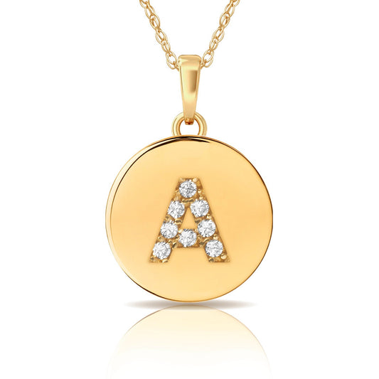 14k Yellow / White & Rose Gold Letter Initial CZ Pendant For Women