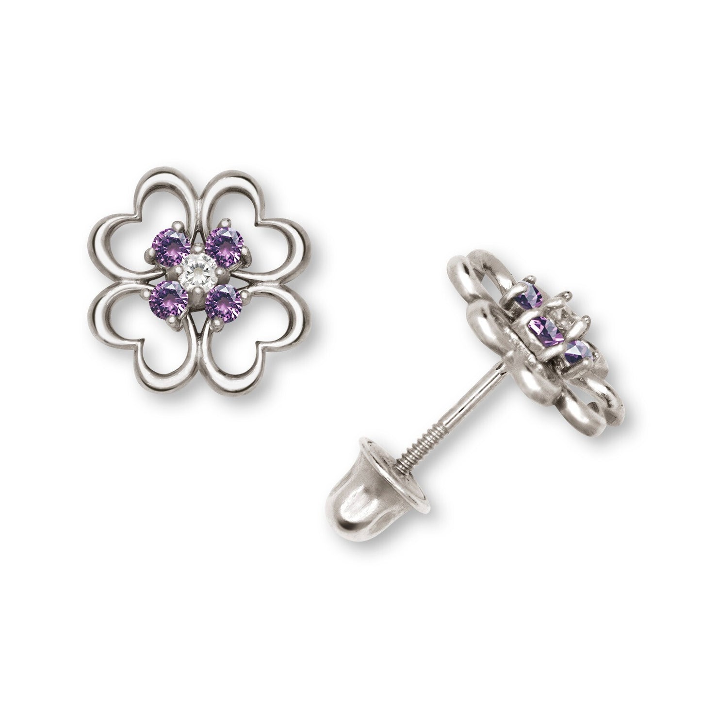 14K Yellow & White Gold Elegant Flower Stud Earrings for Women