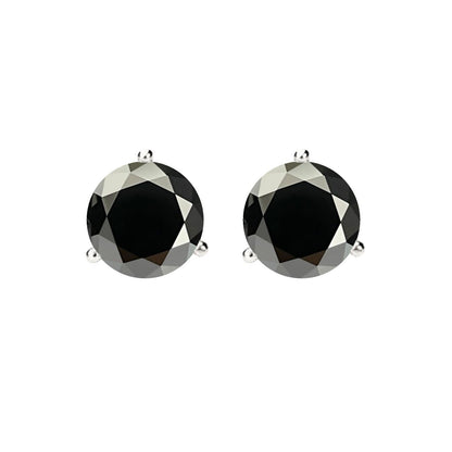 14K Gold GRA CertifiedD-VVS1 Black Moissanite Martini PushBack Stud Earrings