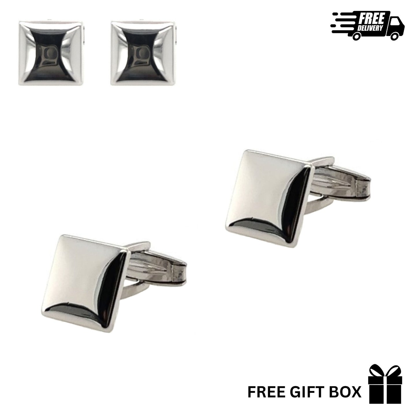 925 Sterling Silver Italy Square Cufflinks