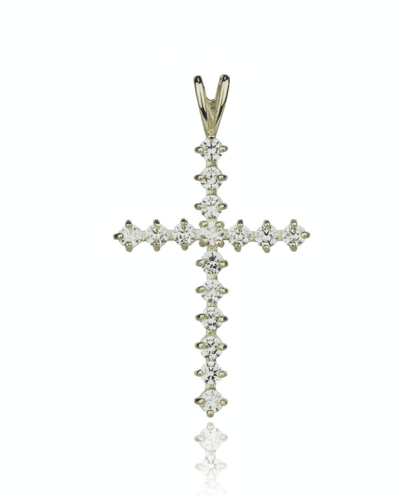 14k Yellow or White Gold Cz Cross Pendant