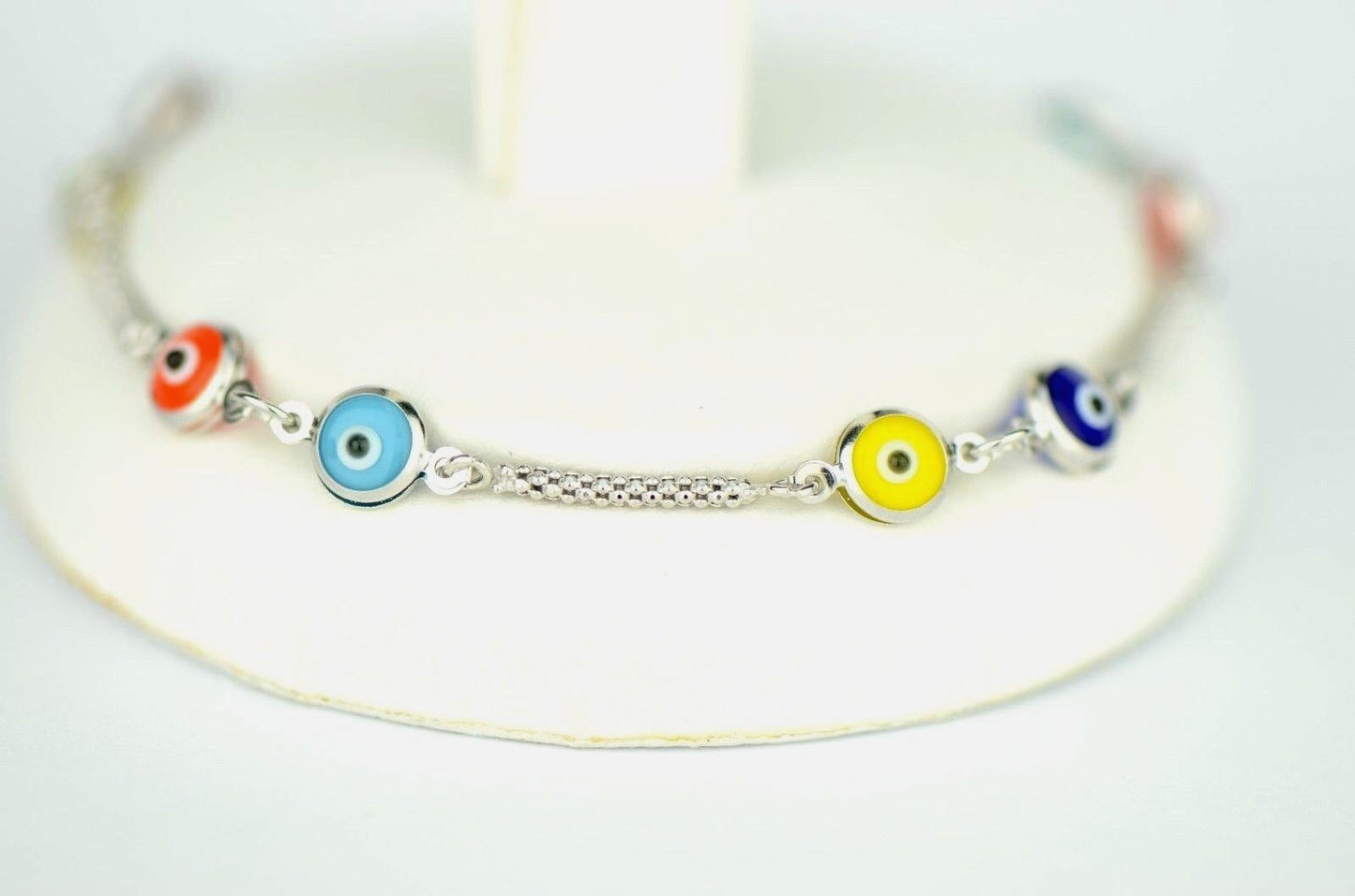 14k Yellow or White Gold Evil Eye Bracelet