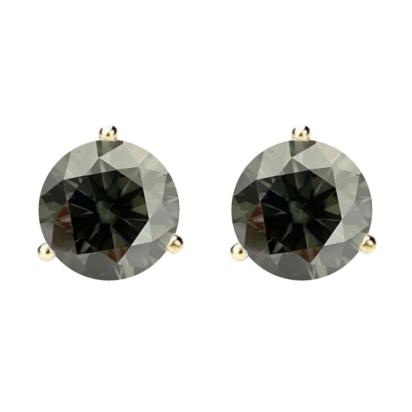 14K Gold GRA CertifiedD-VVS1 Grey Moissanite ScrewBack Stud Earrings