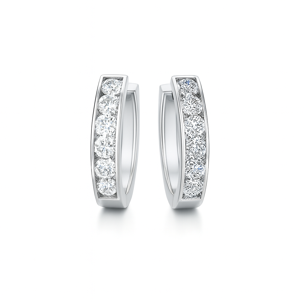 14k Yellow and White Gold Double Sided Huggie Oval Earrings