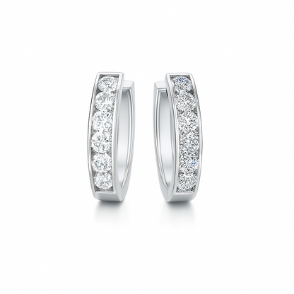 14k Yellow and White Gold Double Sided Huggie Oval Earrings