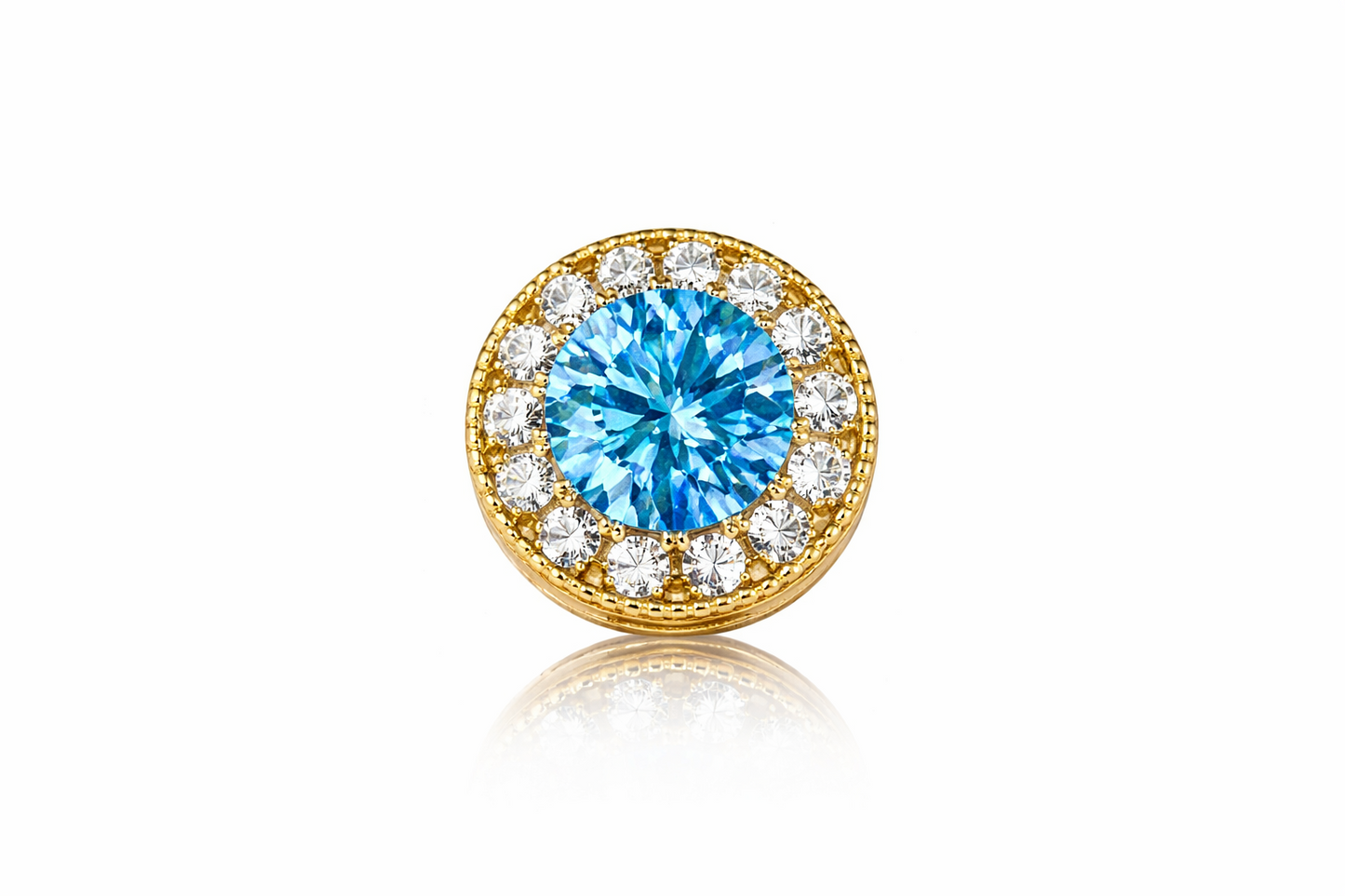 14k Yellow Gold Halo Round Pendant