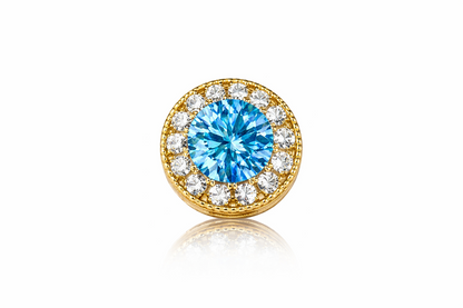 14k Yellow Gold Halo Round Pendant