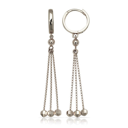 14k Yellow & White Gold Fancy Triple Dangle Huggie Hoop Snapback Earrings