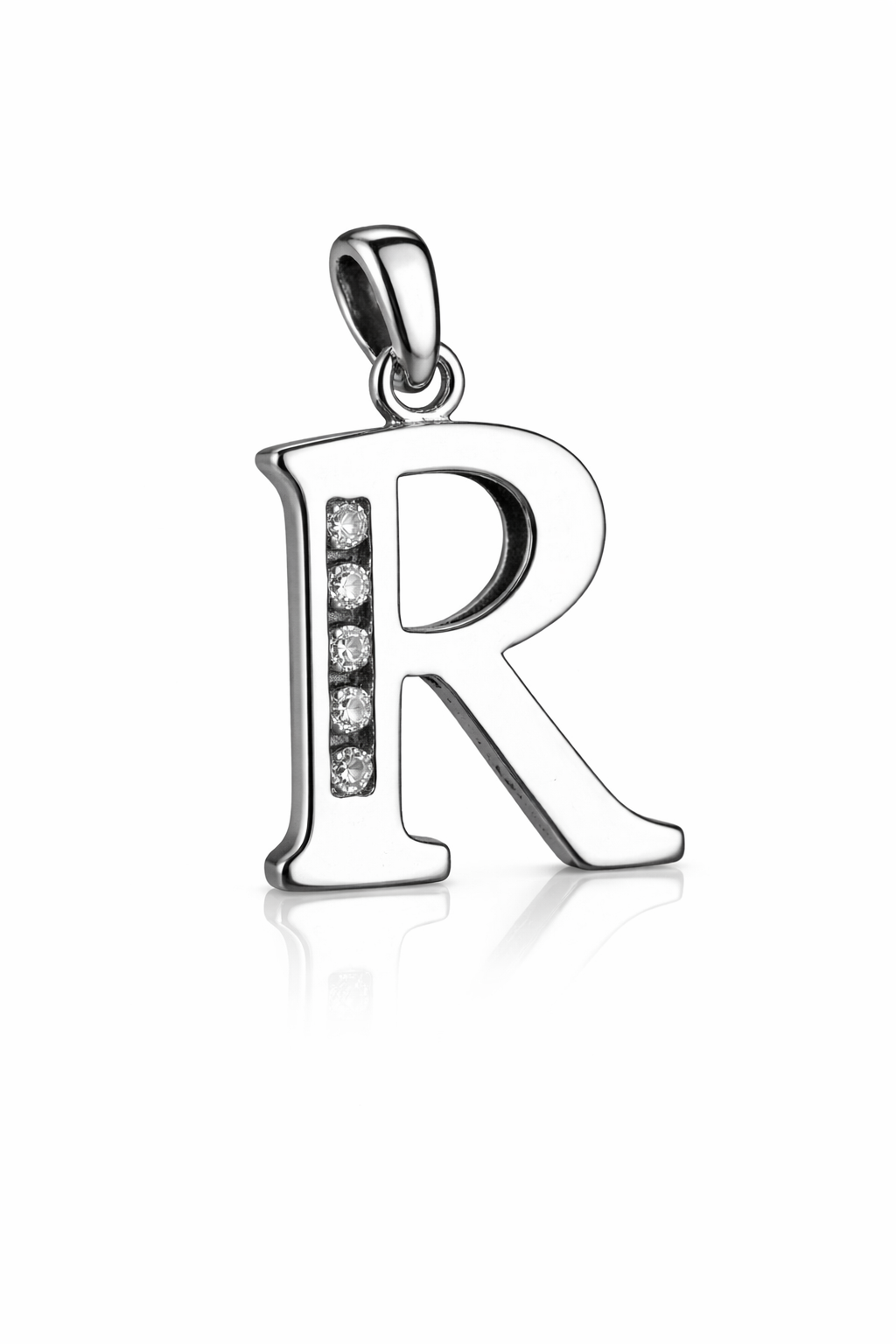 925 Sterling Silver Initial Letter CZ Pendant