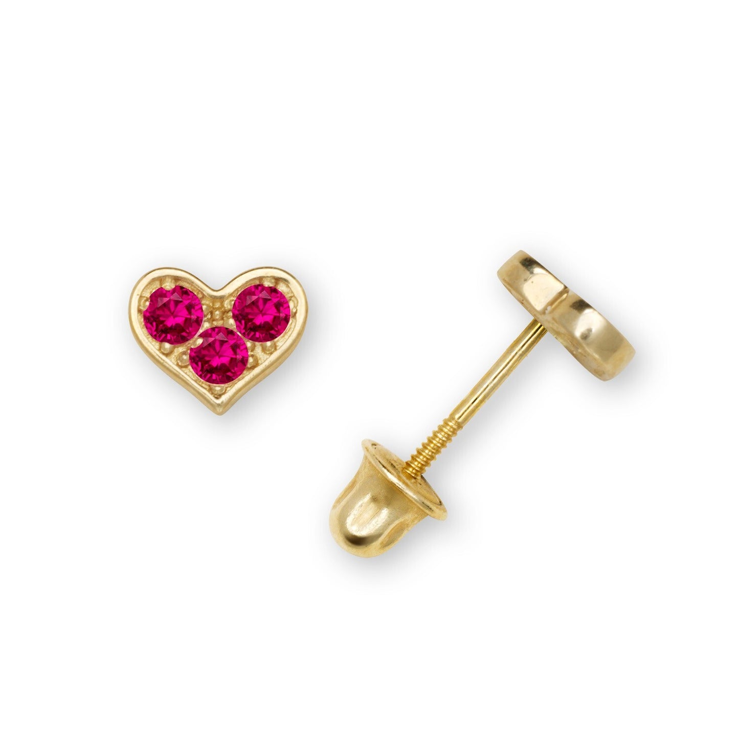 14K Yellow & White Gold CZ Heart Shaped Stud Earrings for Women