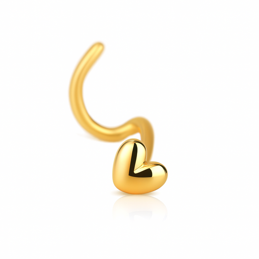 14k Yellow or White Gold Heart Piercing Stud