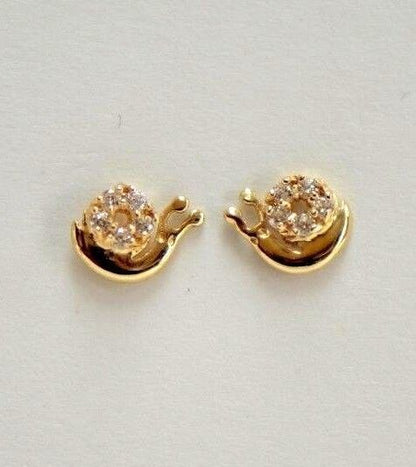 14k Yellow or White Gold CZ Snails Stud Earrings