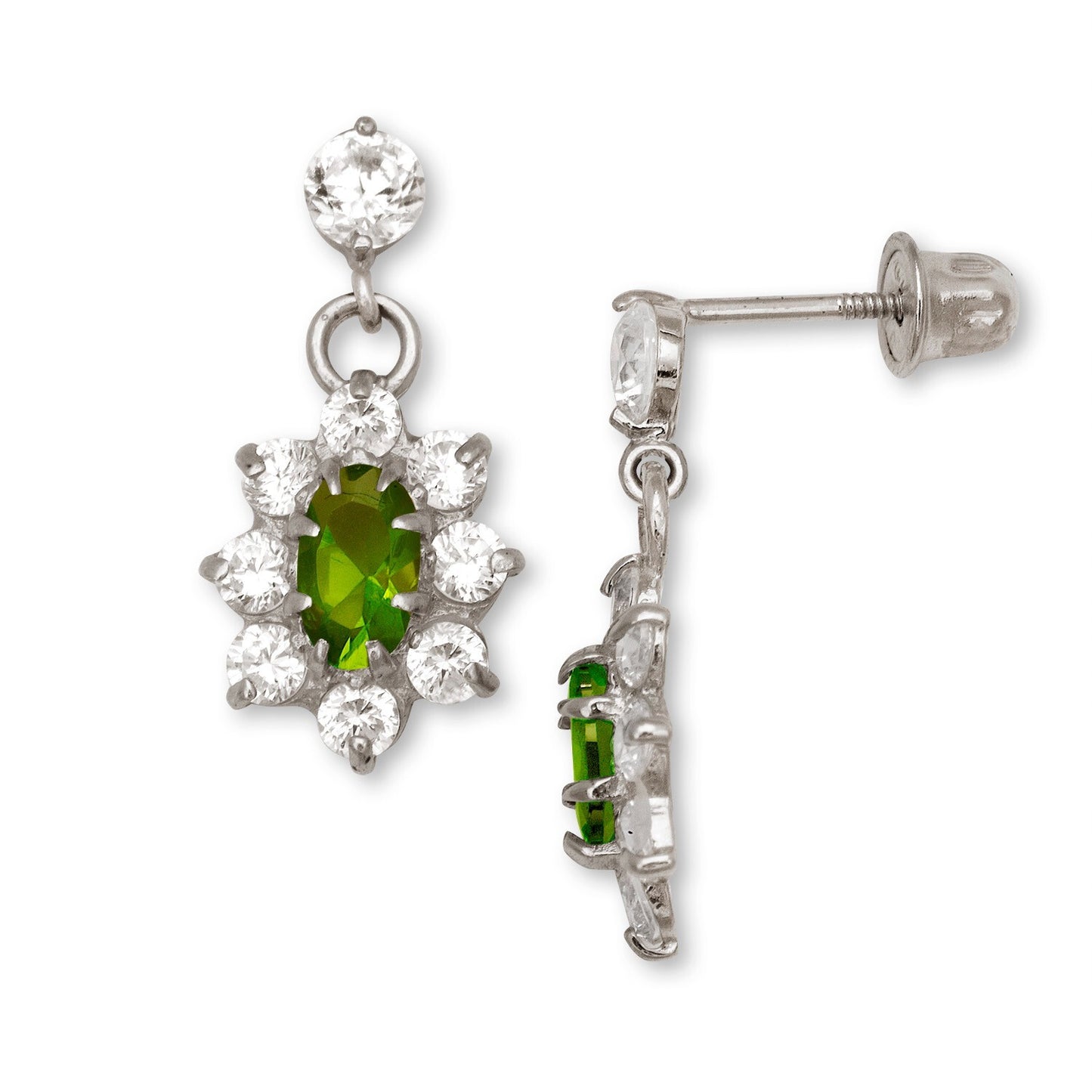 14K Yellow & White Gold Dangle Flower Shape Earrings for Women