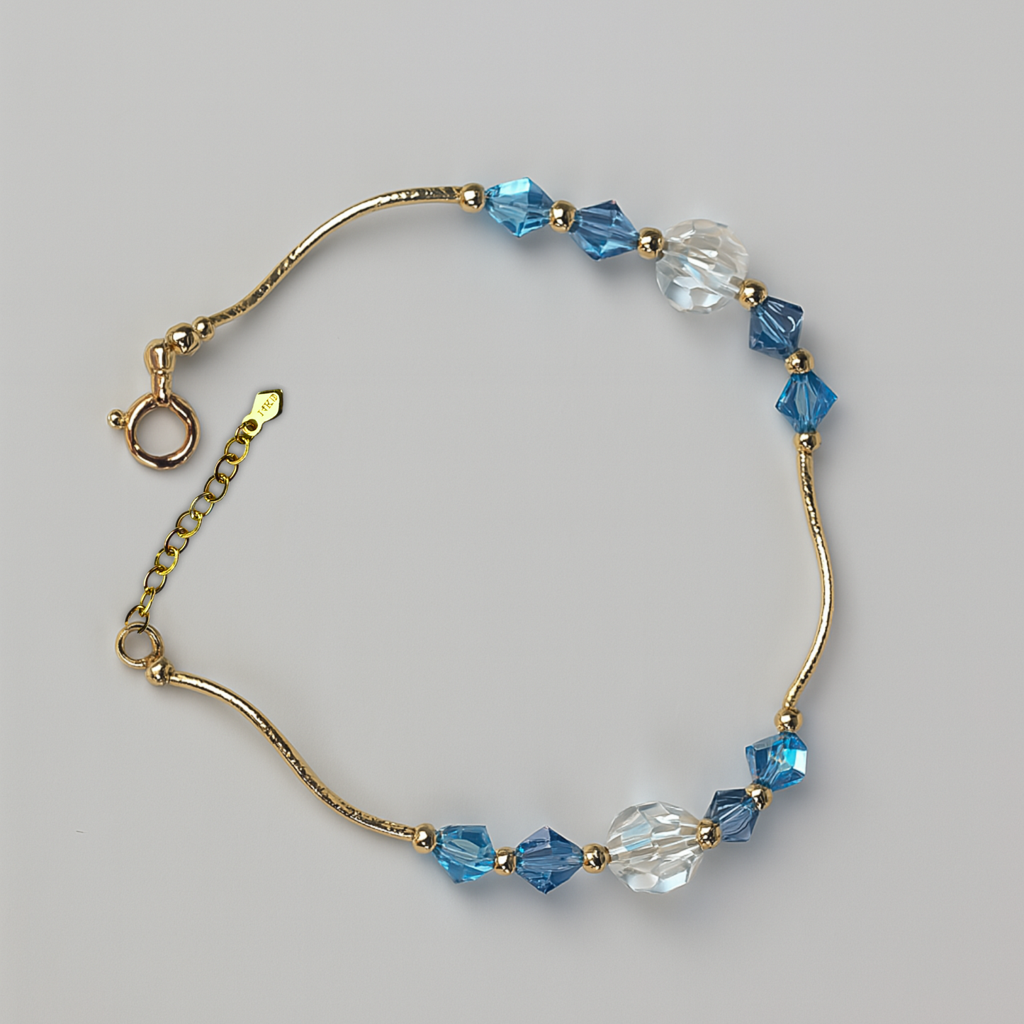 14K Yellow Gold Elegant Crystals Bracelet Kids Baby Girls & Boy -With Extension