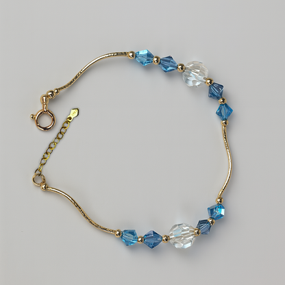 14K Yellow Gold Elegant Crystals Bracelet Kids Baby Girls & Boy -With Extension