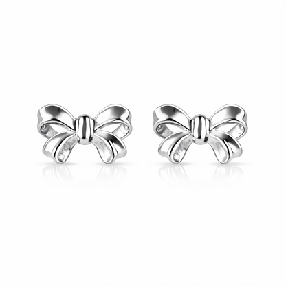 14k Solid White Yellow Gold Bow Tie Stud Earrings