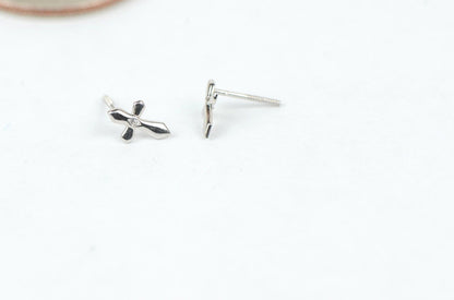 14K Yellow or White Gold Cubic Zirconia CZ Cross Earrings