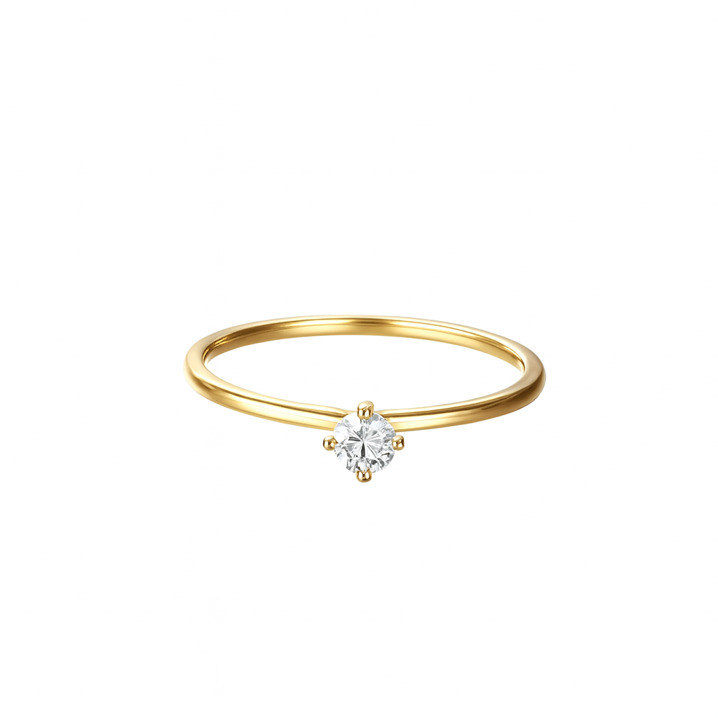 14K Solid Yellow Gold Nose Ring Hoop with 2mm CZ Stone