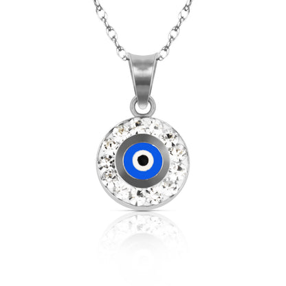 14k Yellow or White Gold CZ Round Shape Evil Eye Pendants