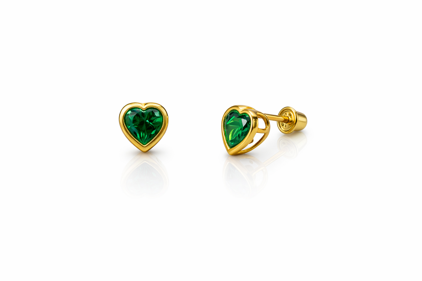 14K Yellow Gold Heart Bithstone Stud Earrings  5mm x 5mm