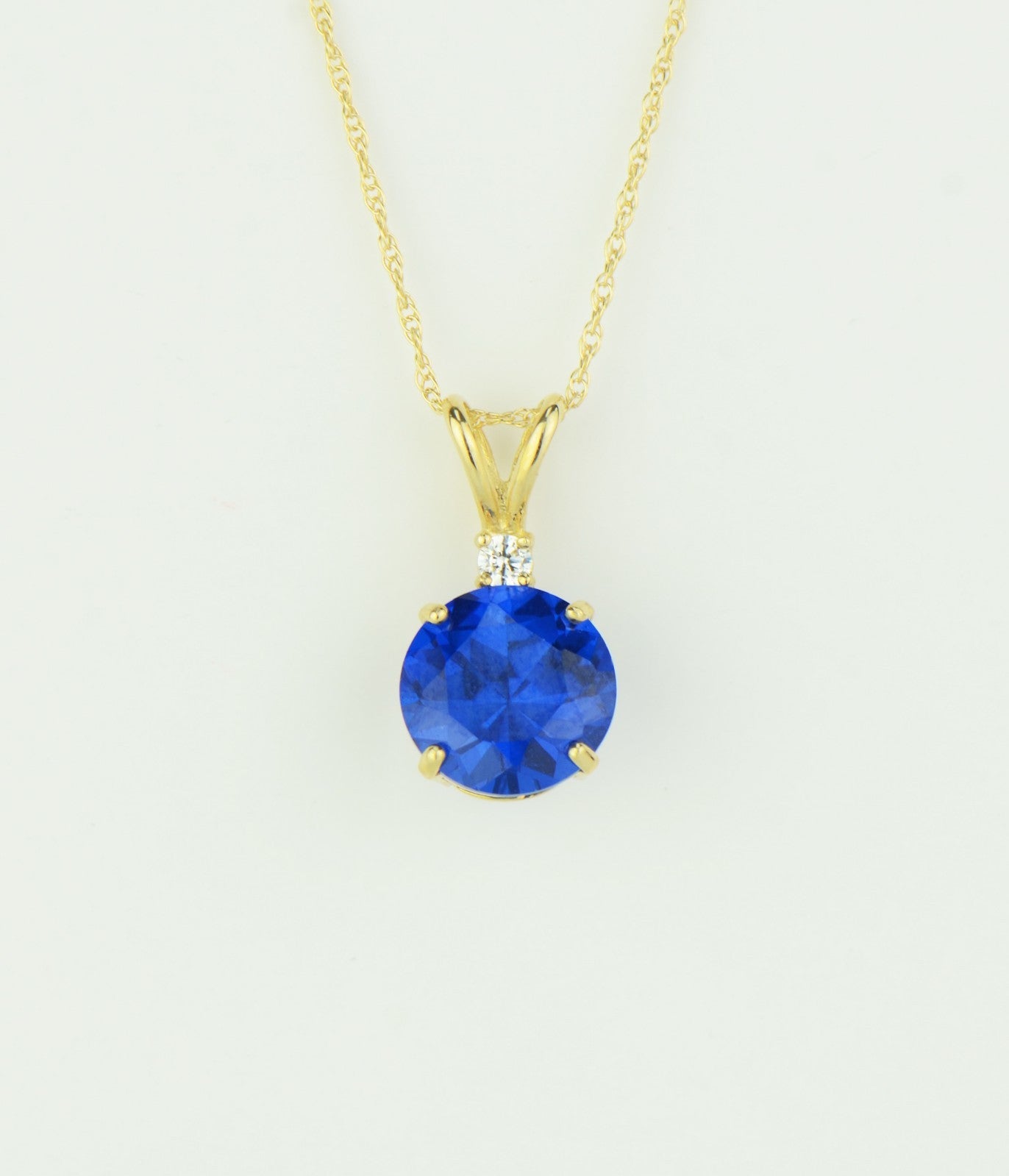 14k Yellow Gold Round CZ Birthstone Pendant