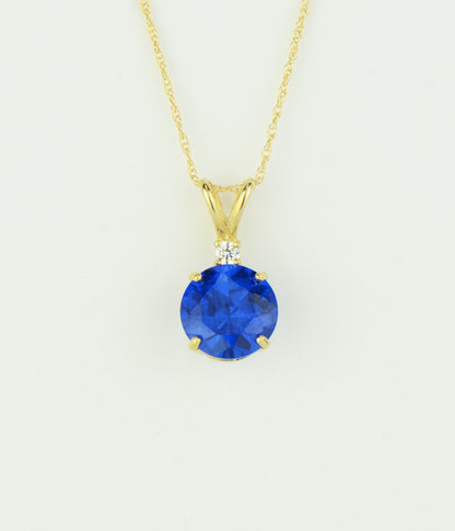 14k Yellow Gold Round CZ Birthstone Pendant