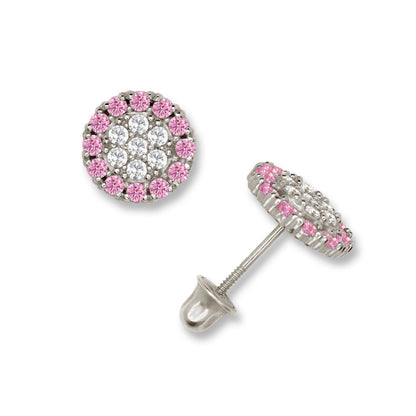 14K Yellow & White Gold Round Shaped Beautiful Stud Earrings for Women