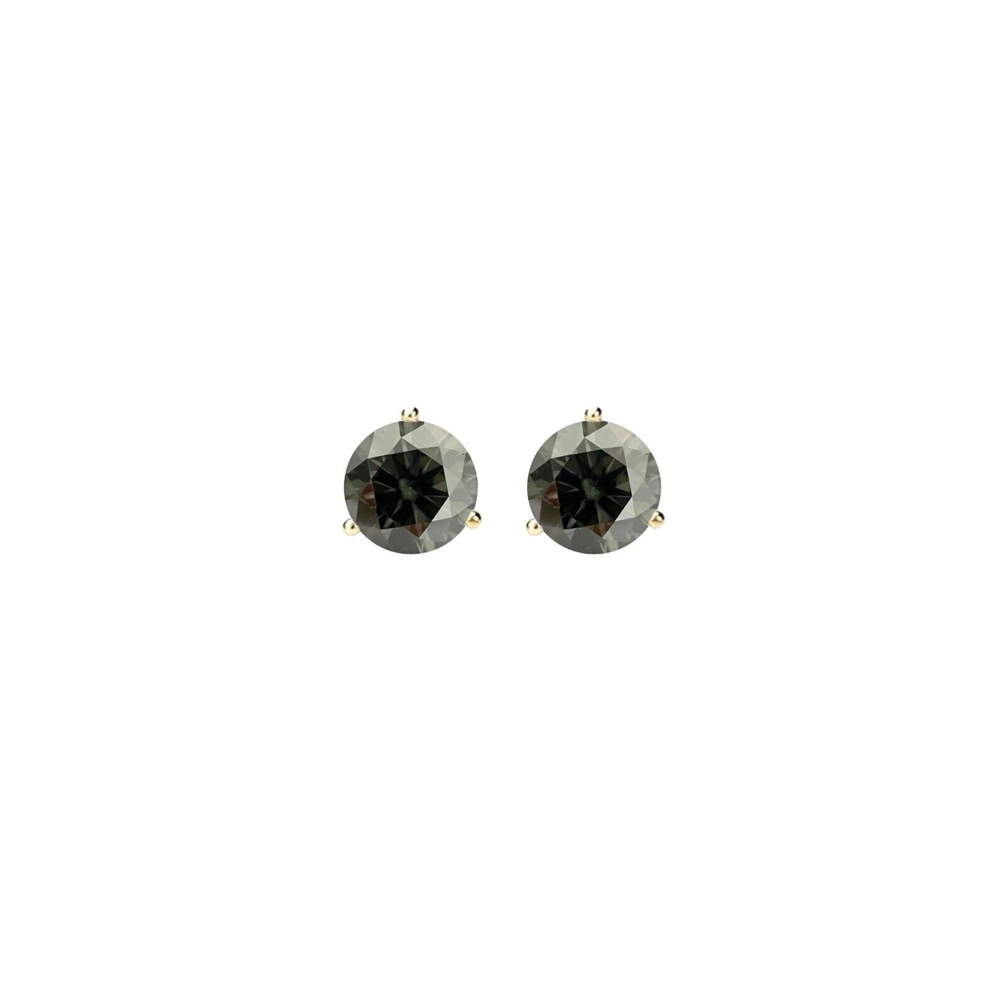 14K Gold GRA CertifiedD-VVS1 Grey Moissanite ScrewBack Stud Earrings