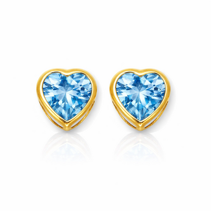 14K Yellow Gold Heart Shaped 3mm x 3mm Stud Earrings for Women