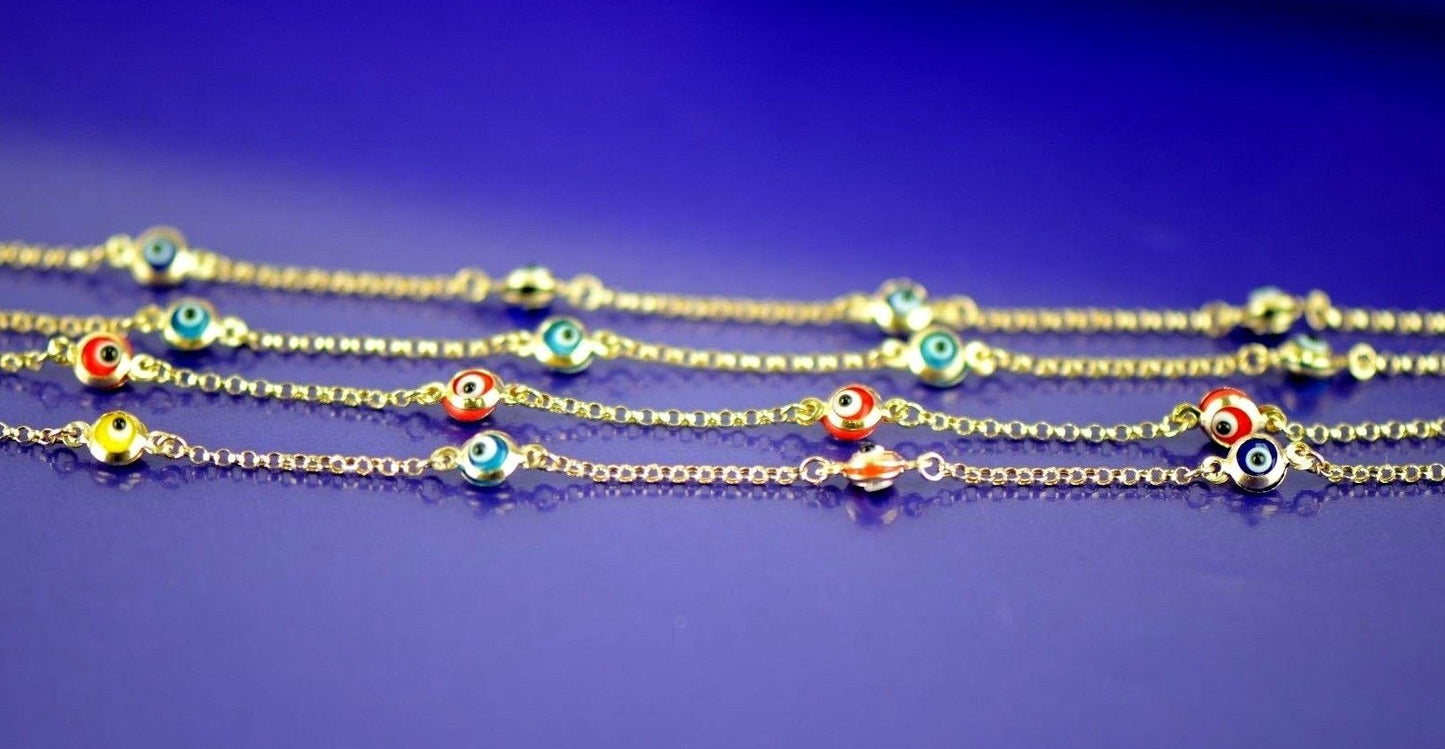14k Yellow Gold Evil Eye Bracelet