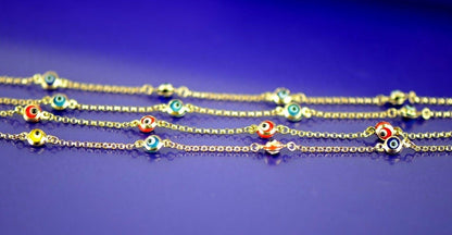 14k Yellow Gold Evil Eye Bracelet
