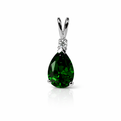 14k White Gold Pear CZ Birthstone Pendant