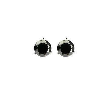 14K Gold GRA CertifiedD-VVS1 Black Moissanite Martini PushBack Stud Earrings