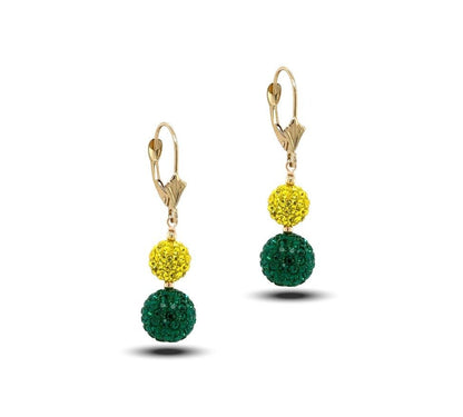 14K Yellow Gold Leverback Dangle Earrings with Genuine Czech Crystals