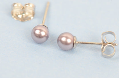 925 Sterling Silver Swarovski Purple Pearls Stud Earrings for Women