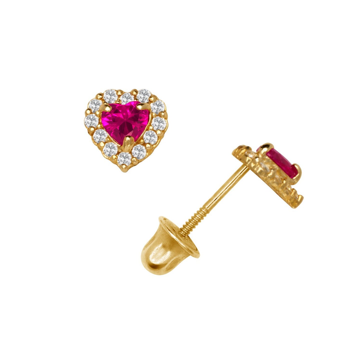 14K Yellow & White Gold Small Gorgeous CZ Heart Shaped Stud Earrings for Women