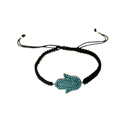 925 Sterling Silver  Hamsa Bracelet 6" Adjustable to 11"